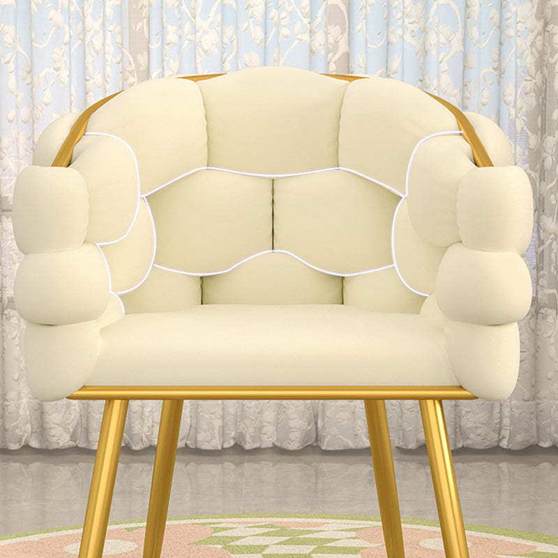 Scandinavian Curved Velvet Tufted Vanity Stool — Without Pillow / Latex / Sky Blue