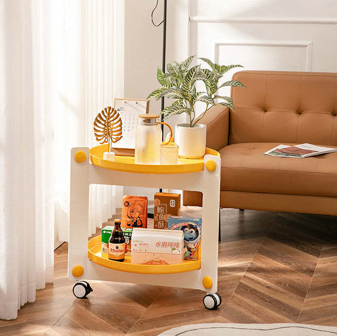 Scandinavian Tray 2-Tier Movable End Table — Pink Frame + White Tray + White Buckle