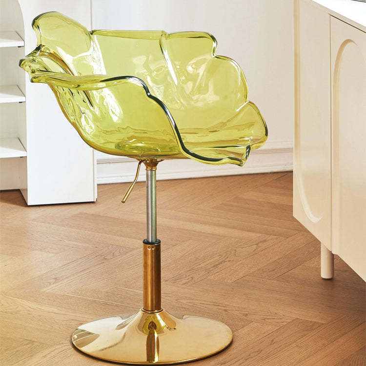 Contemporary Petal Acrylic Liftable Dining Chair — Blue Seat + Silver Base
