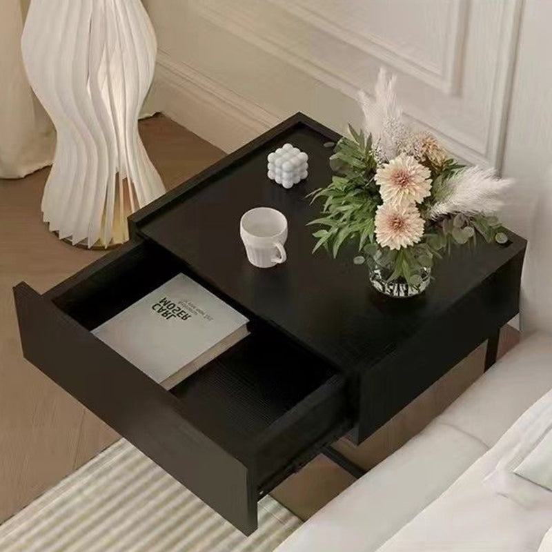 Minimalist Solid Wood Iron Nightstand