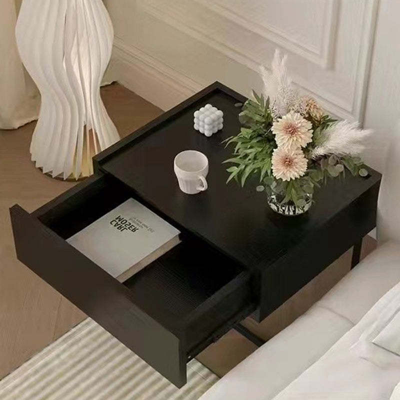 Minimalist Solid Wood Iron Nightstand