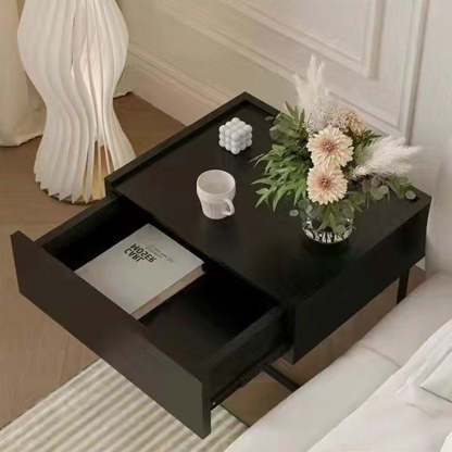 Minimalist Solid Wood Iron Nightstand
