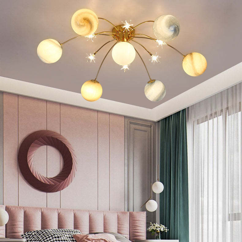 Contemporary Iron Starry Sky Moon Ceiling Light