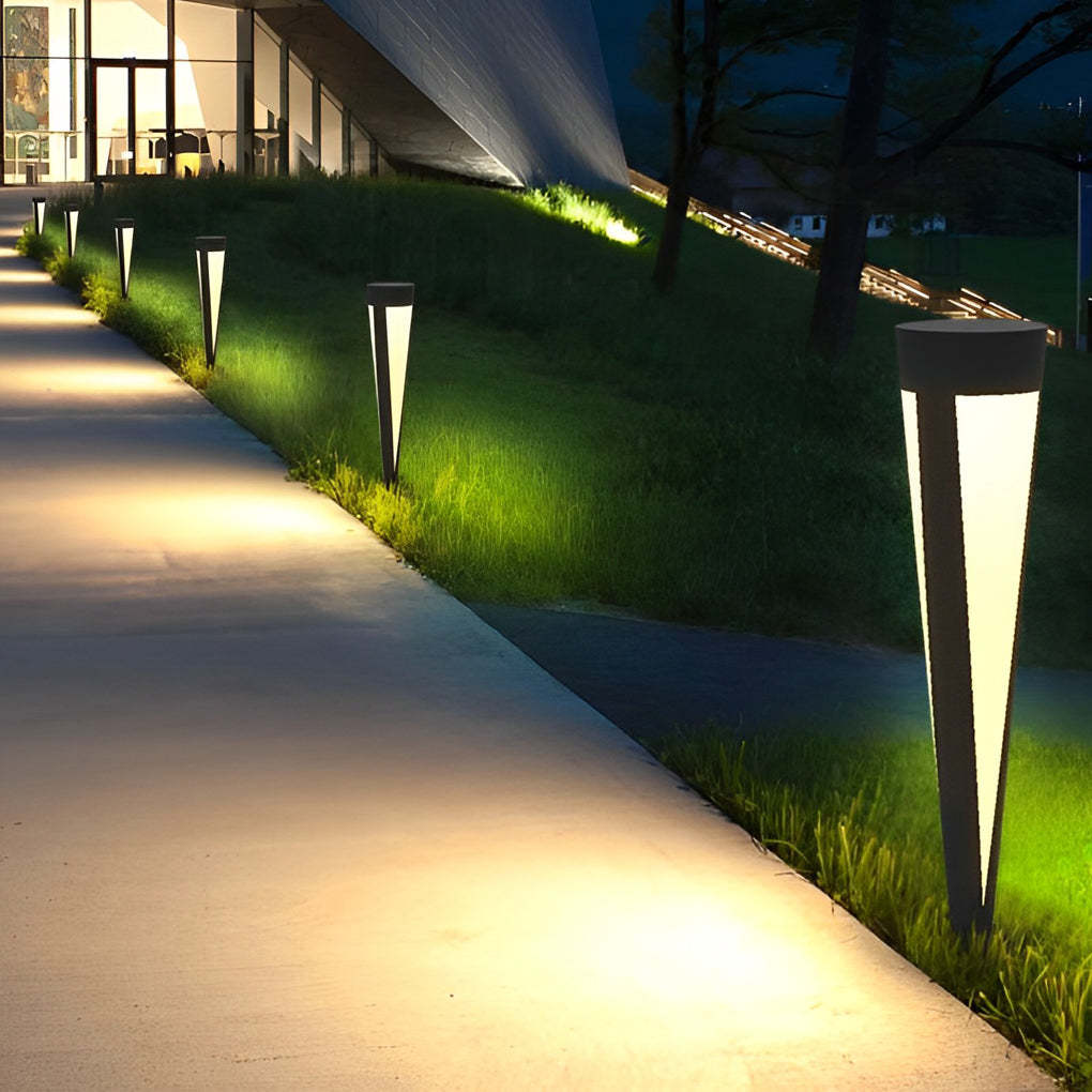 Round Outdoor Waterproof LED Gray Modern Solar Outdoor Lights Lawn Lamp-Lighom