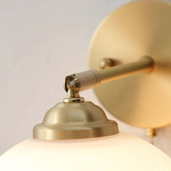 Nordic Striped Milk White Glass Brass Pull Cord Wall Sconce