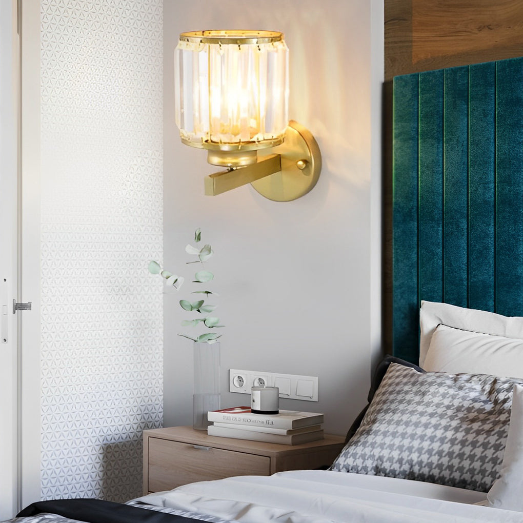Round Crystal Glass Postmodern Plug-In Wall Sconce