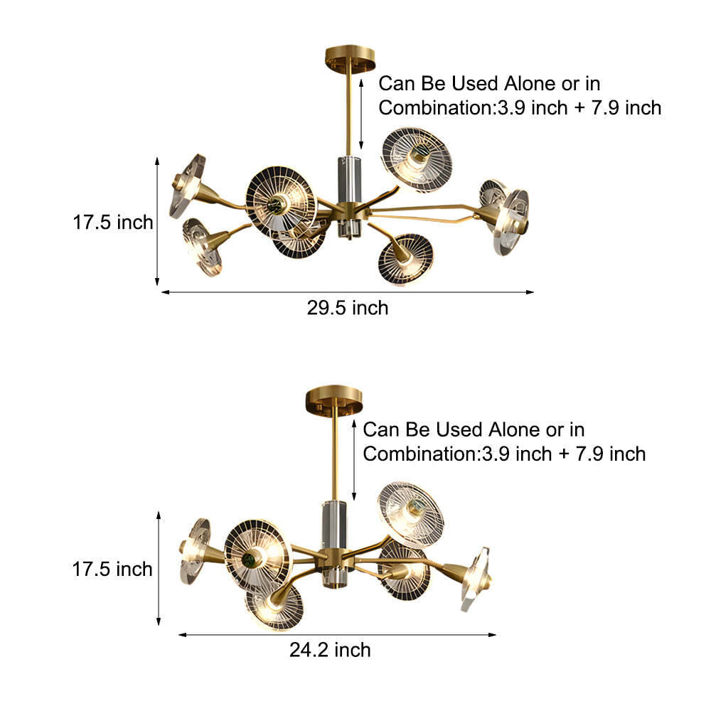 6/8-Light Flower Crystal Copper Post-Modern Chandelier