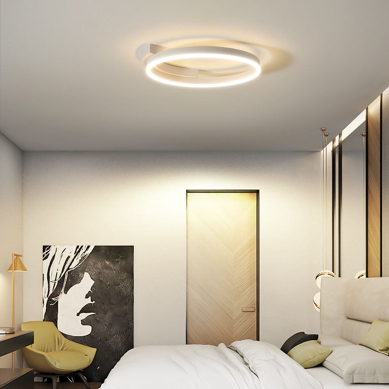 Black minimalist ring circle flush mount lighting — Small (12"H / Cool White (6000K) / Matte Black