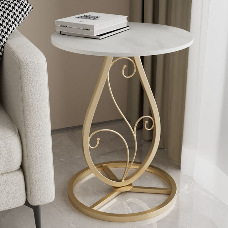 Luxury Round Sintered Stone Metal Coffee Table