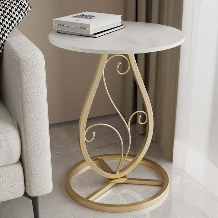 Luxury Round Sintered Stone Metal Coffee Table