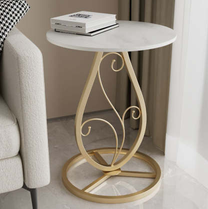 Luxury Round Sintered Stone Metal Coffee Table