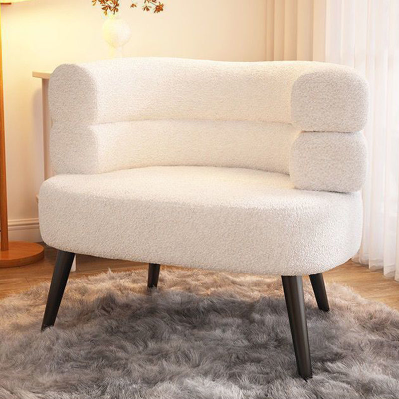Nordic Curved Lambswool Steel Accent Chair