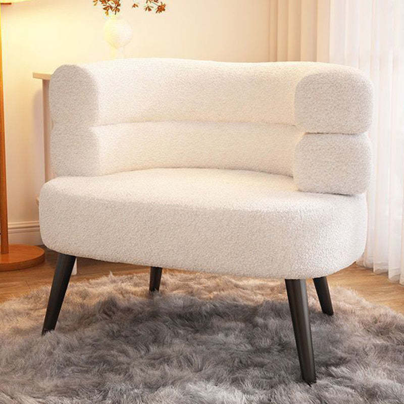 Nordic Curved Lambswool Steel Accent Chair