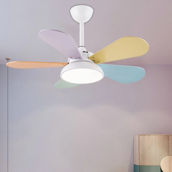 Simple Colorful Fan Leaf Kids Fan Light