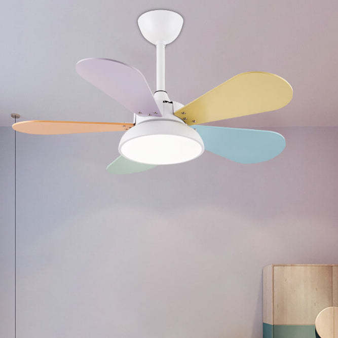 Simple Colorful Fan Leaf Kids Fan Light