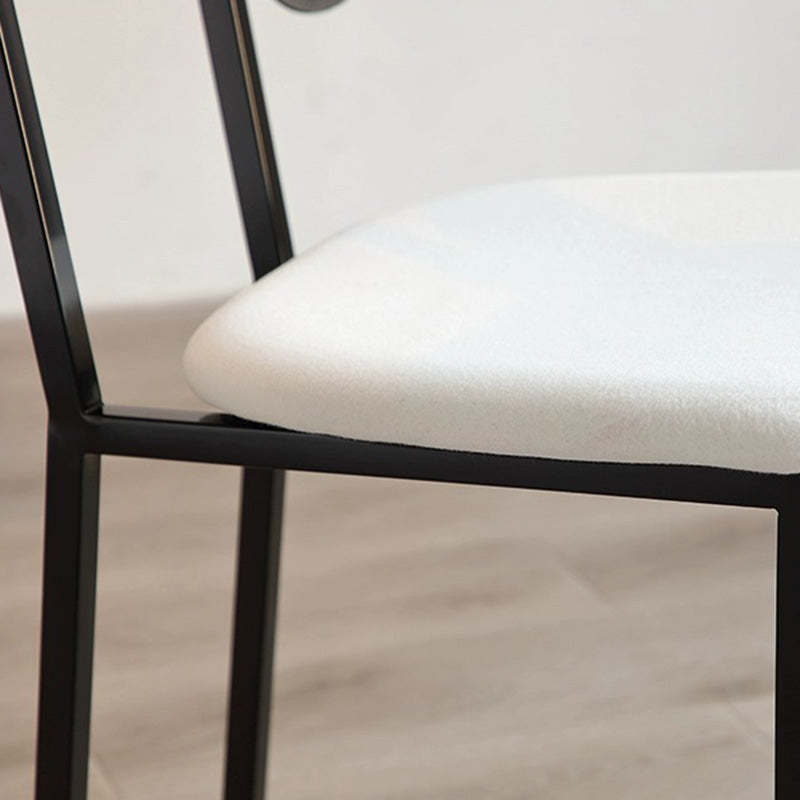 Contemporary Puppy Velvet Stainless Steel Open-Back Chair — Black Velvet Finish + Silver Frame