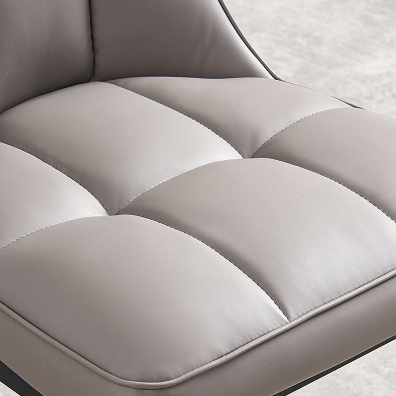 Nordic Lattice Leather Steel Dining Chair — Gray