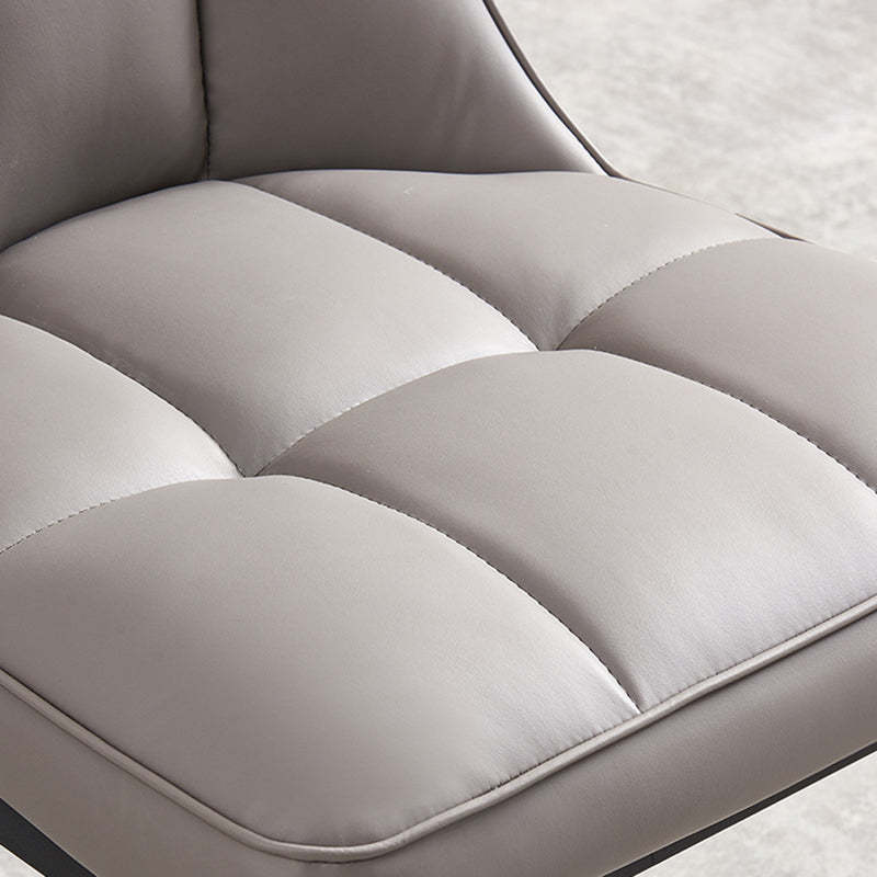 Nordic Lattice Leather Steel Dining Chair — Gray