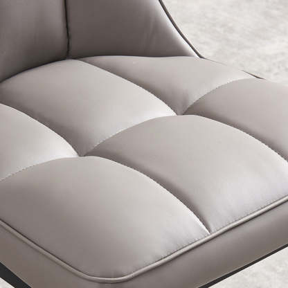 Nordic Lattice Leather Steel Dining Chair — Gray