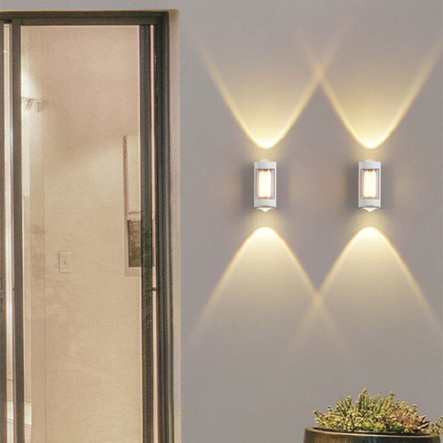 Sleek Dual-Directional Outdoor Wall Light with Modern Arc & Rectangular Designs-Lighom