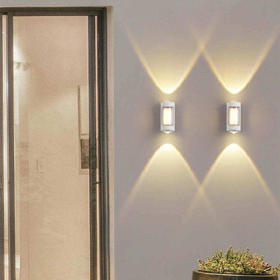 Sleek Dual-Directional Outdoor Wall Light with Modern Arc & Rectangular Designs-Lighom