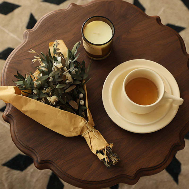 Vintage Round Lace Wood Coffee Table