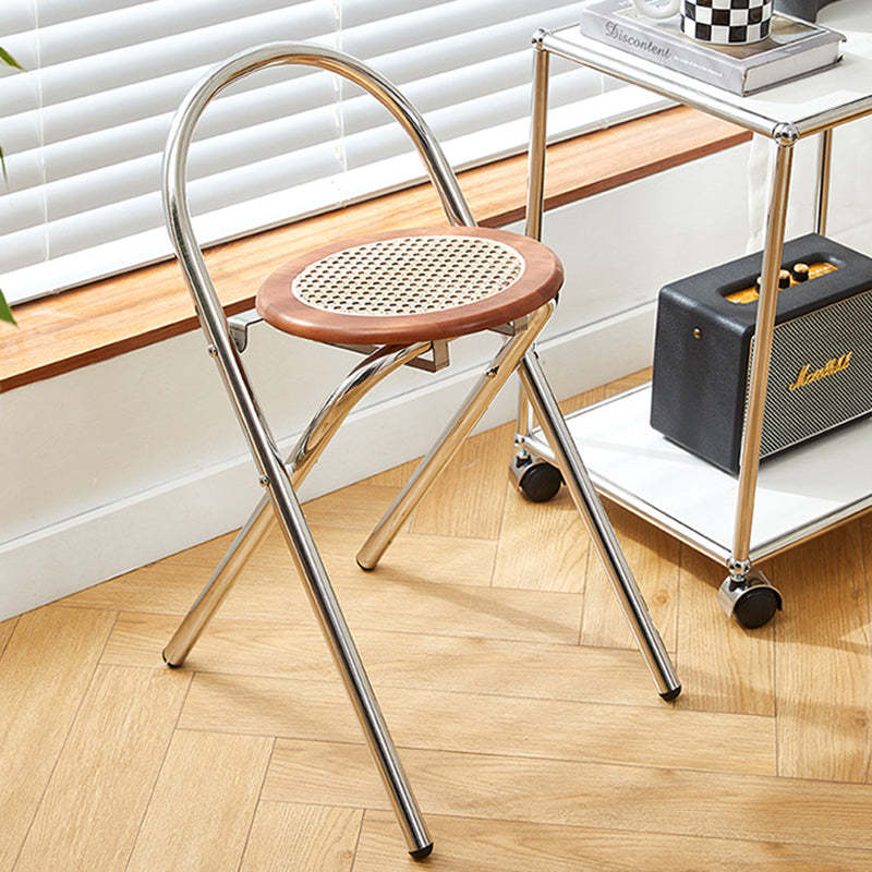 French Imitation Rattan Wood Foldable Round Dining Chair