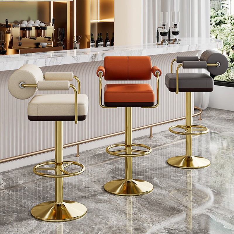 Minimalist Leather Cylinder Bar Stool — Green
