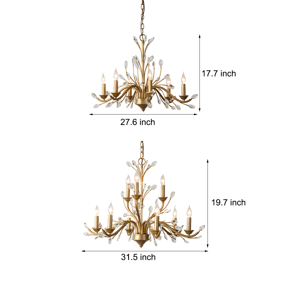 Brass Branch Candle Vintage Crystal Chandelier