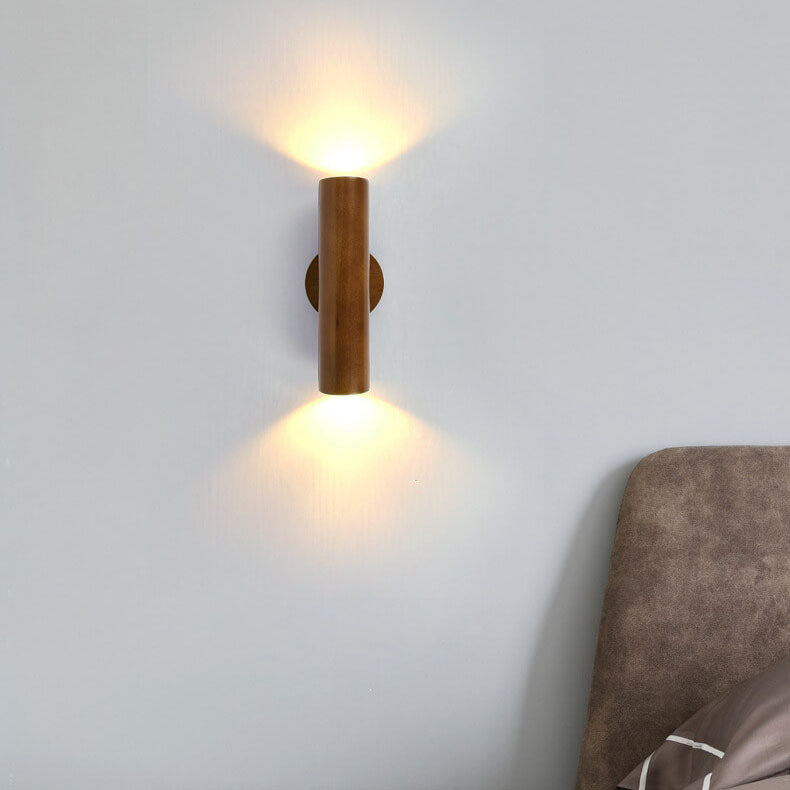 Warm home wood wall sconces for entryway — Warm White (3000K) / Natural Wood / 220V-240V (UK/AU)