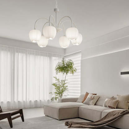 Tulips Flowers Three Step Dimming LED Milky White Modern Chandelier-Lighom