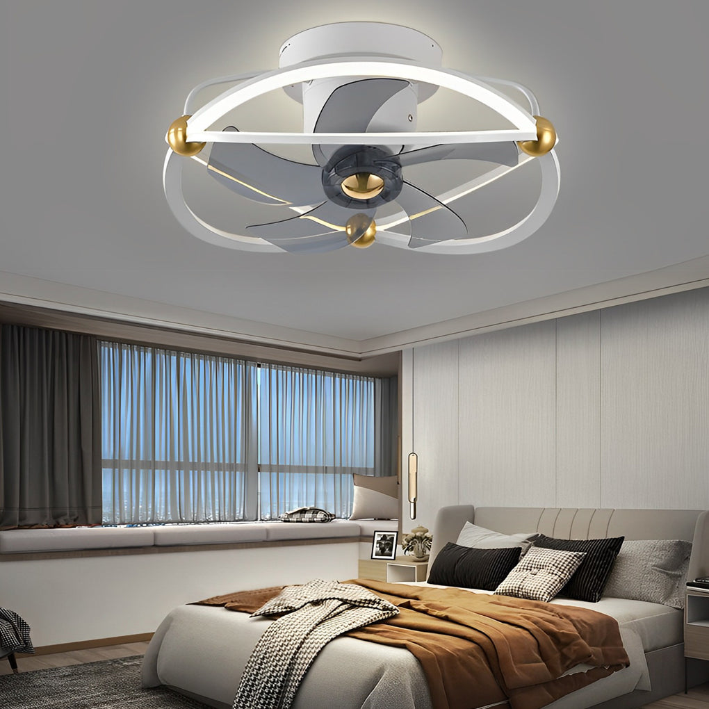 Intelligent Stepless Dimming LED Ceiling Fan with Remote