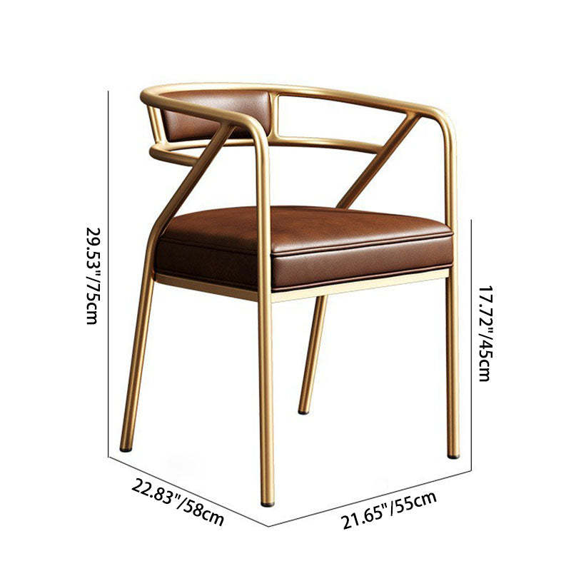 Modern Ring Leather Linen Alloy Dining Chair — Bule Velvet