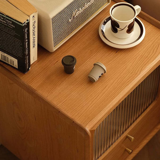 Japanese Wood 3-Drawer Nightstand