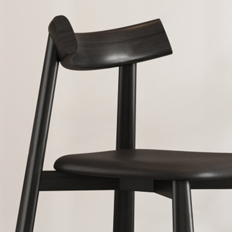 Minimalist Rectangular Wood Leather Chair