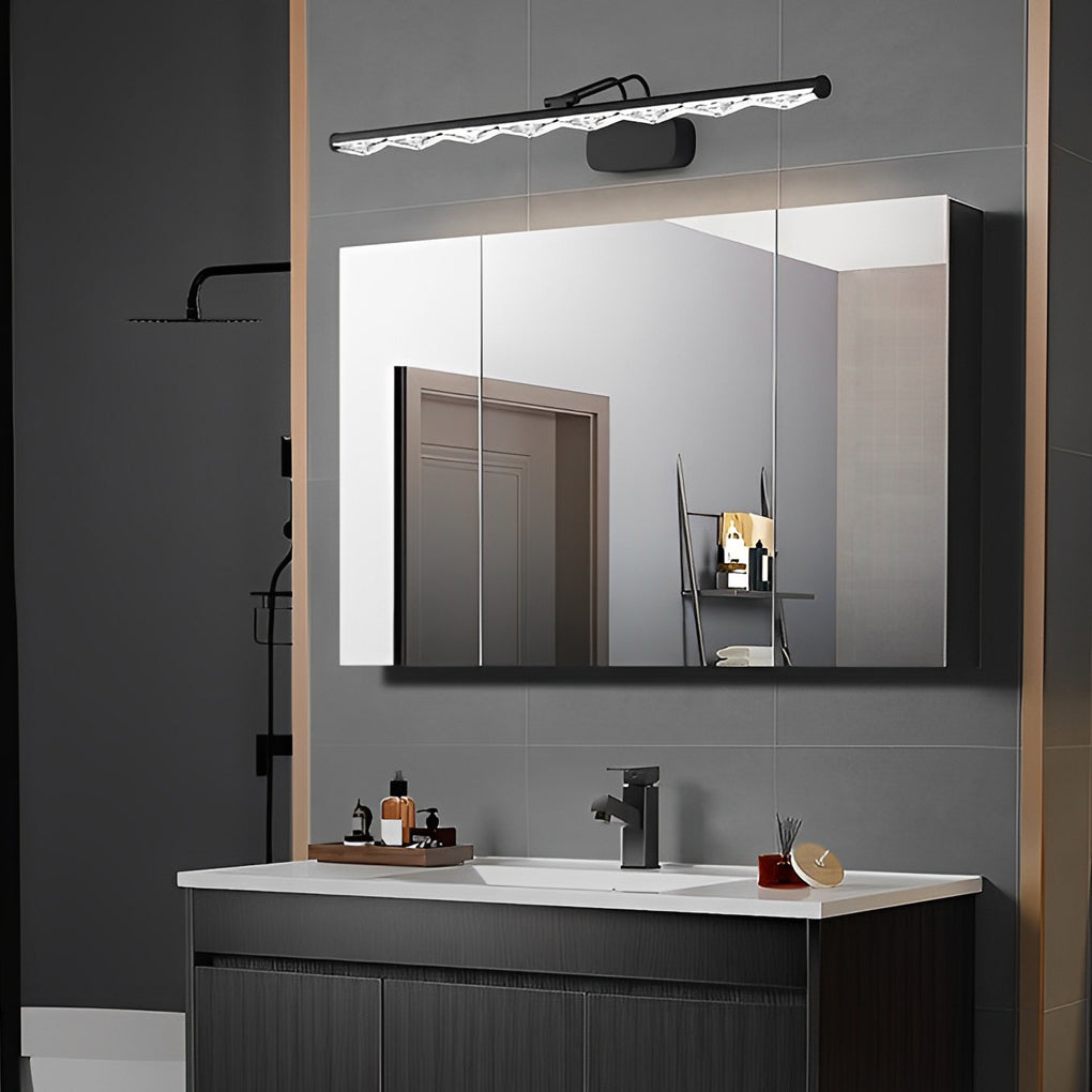 Modern multi-faceted crystal-like black acrylic bathroom vanity lighting, Lighom — 16.1" L / Matte Black