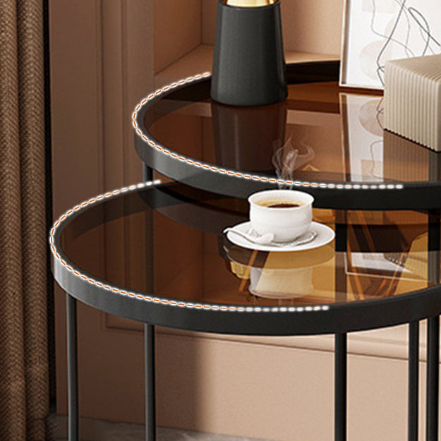 Contemporary Round Glass Nesting Side Table