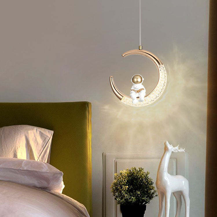 Modern Astronaut Moon LED Kids Pendant Light