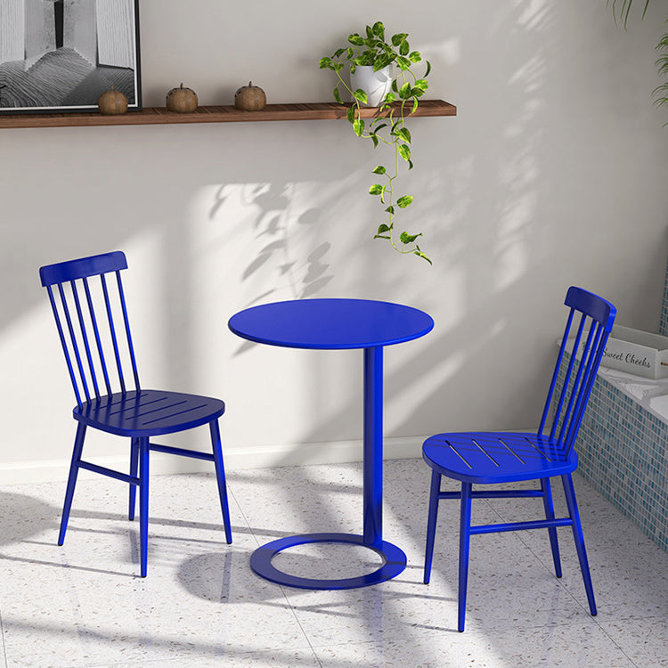 Minimalist Round Metal End Table — Red