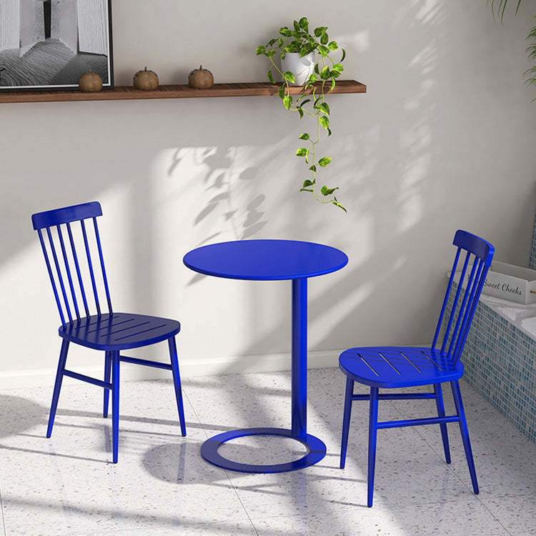 Minimalist Round Metal End Table — Red