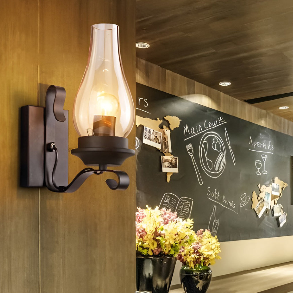 Retro Glass E27 Industrial Wall Lamp Wall Sconces Lighting-Lighom