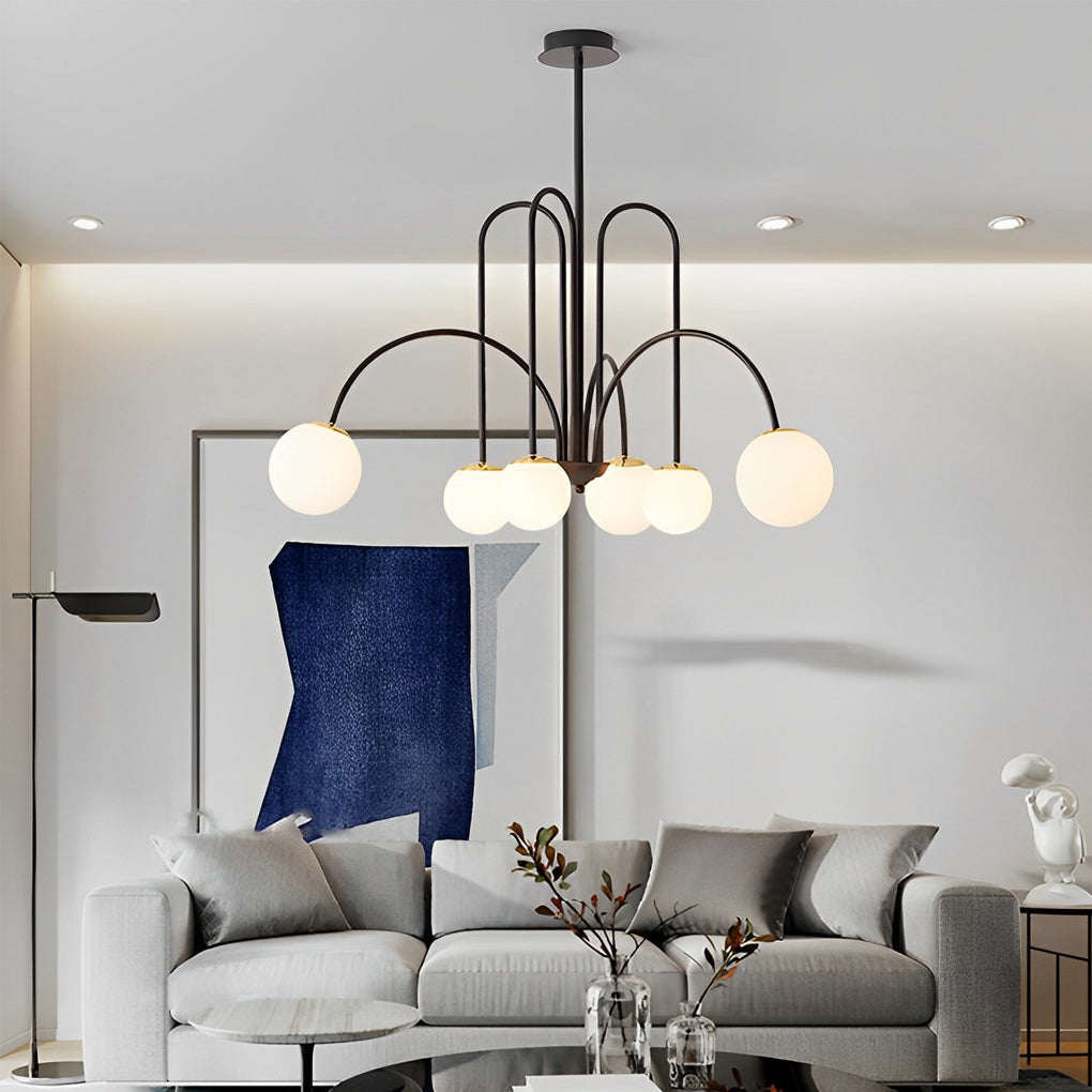 Black iron chandeliers for living room, Lighom — Matte Black / 8-Light