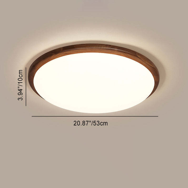 Minimalist Flower Walnut Acrylic LED Flush Mount Light