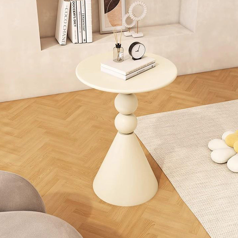 Nordic Orb Cone Iron Rock Slab Coffee Table — White - Rock Slab