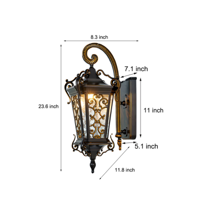 Retro Pattern Outdoor Waterproof European Style Wall Lamp Exterior Lights-Lighom