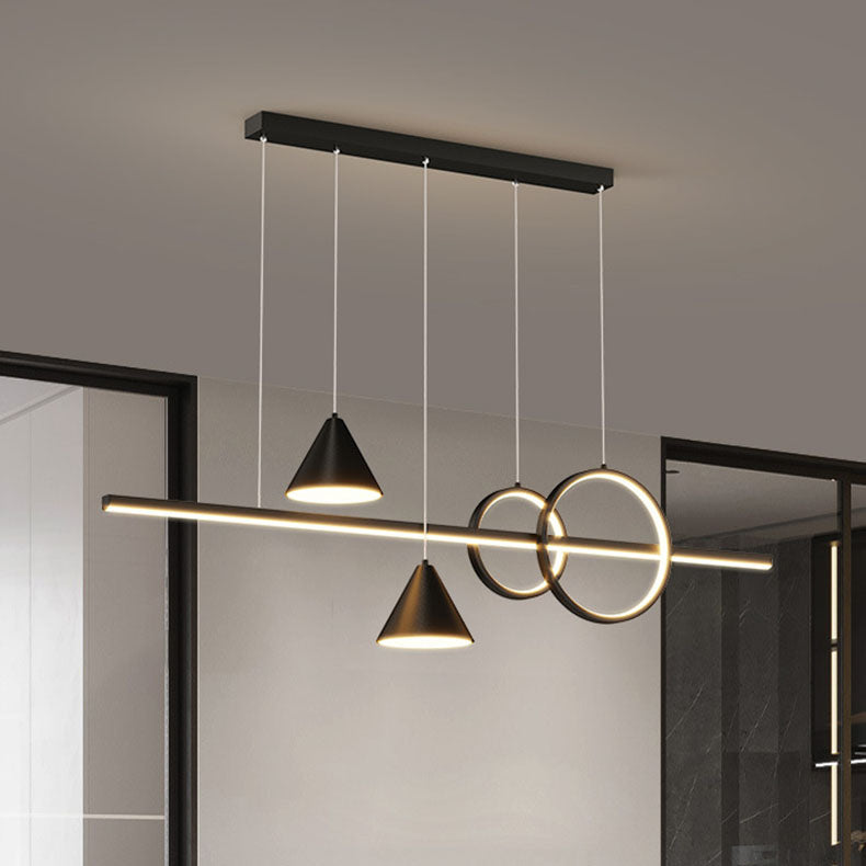 Minimalist Cone Circle Iron Acrylic LED Island Chandelier