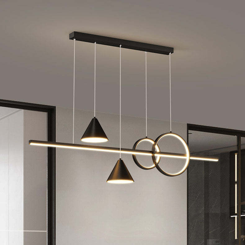 Minimalist Cone Circle Iron Acrylic LED Island Chandelier