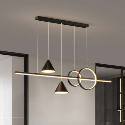 Minimalist Cone Circle Iron Acrylic LED Island Chandelier