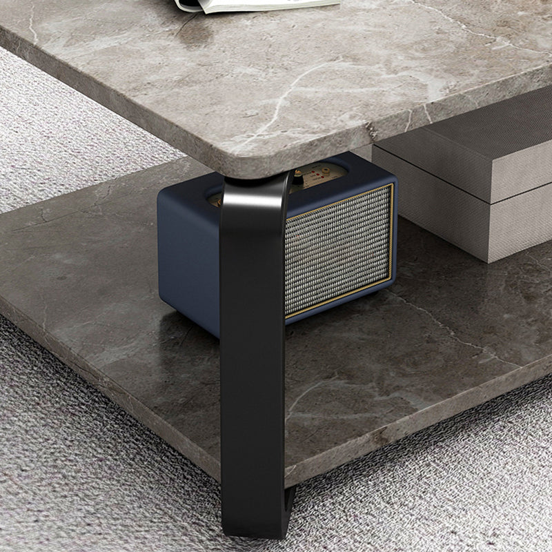 Minimalist Rectangular Metal Marble Coffee Table
