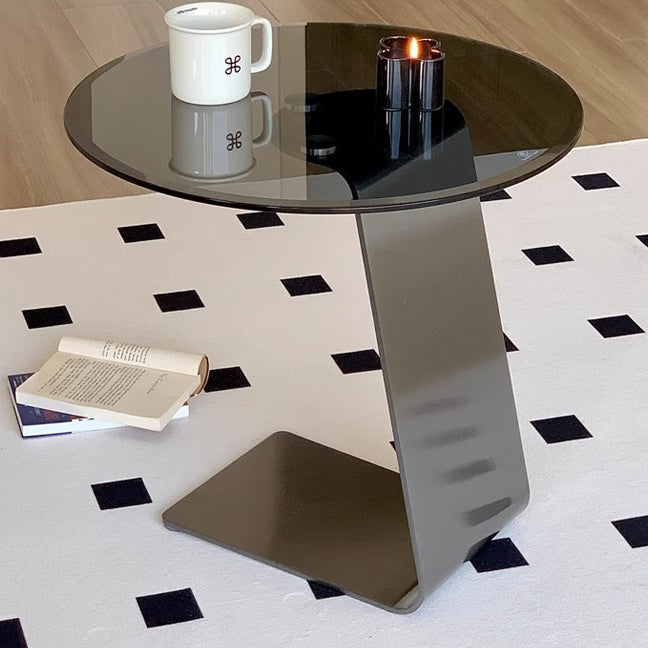 Modern Round Steel Glass Side Table